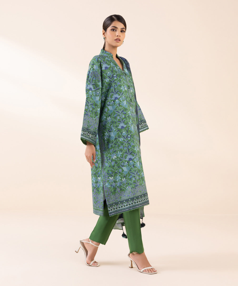 Women's Unstitched Linen Multi Embroidered 3 Piece Suit