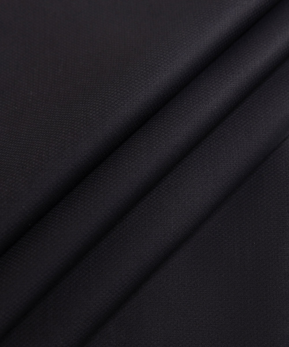 Men's Unstitched Fine Cotton Dobby Plain Black Full Suit