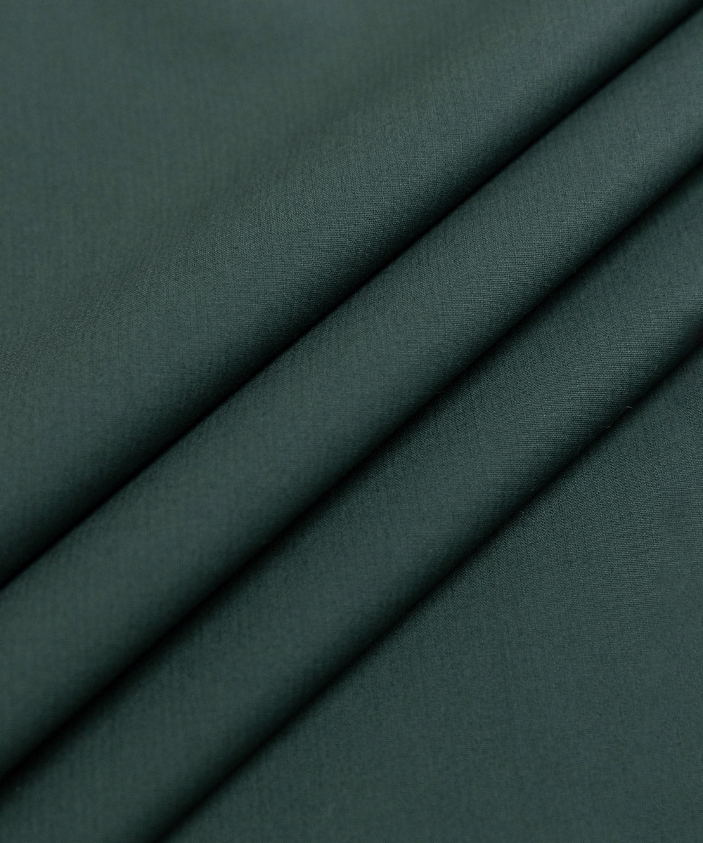 Men's Unstitched Fine Cotton Dobby Plain Dark Green Full Suit