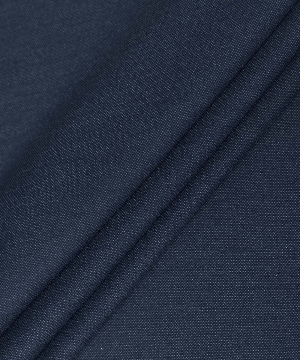 Mens Unstitched Blue Poly Viscose Blend full suit fabric