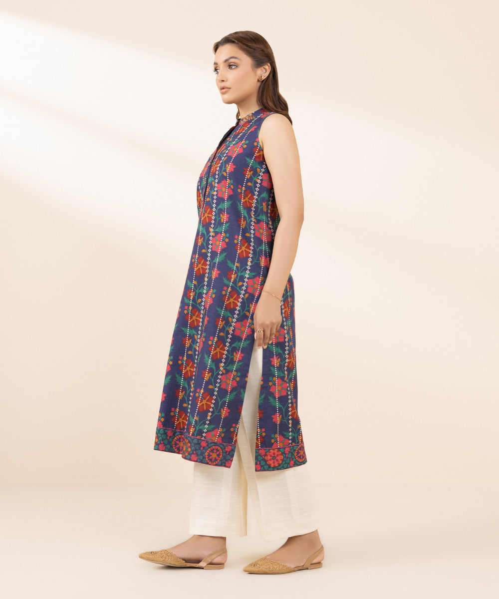 Women's Unstitched Khaddar Printed Multi Shirt