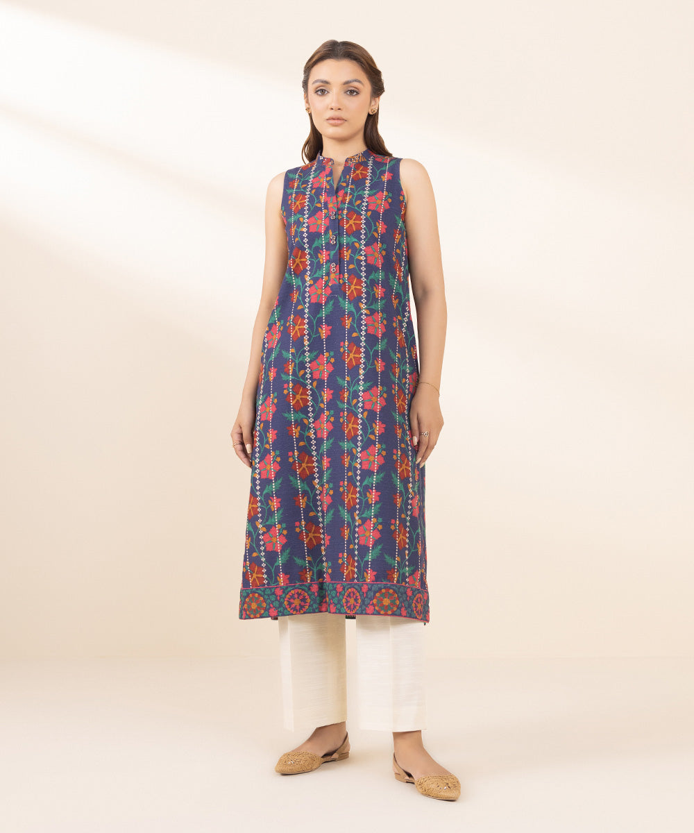 Women's Unstitched Khaddar Printed Multi Shirt