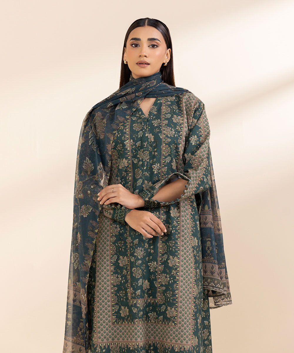 Women's Unstitched Light Khaddar Shirt and Dupatta