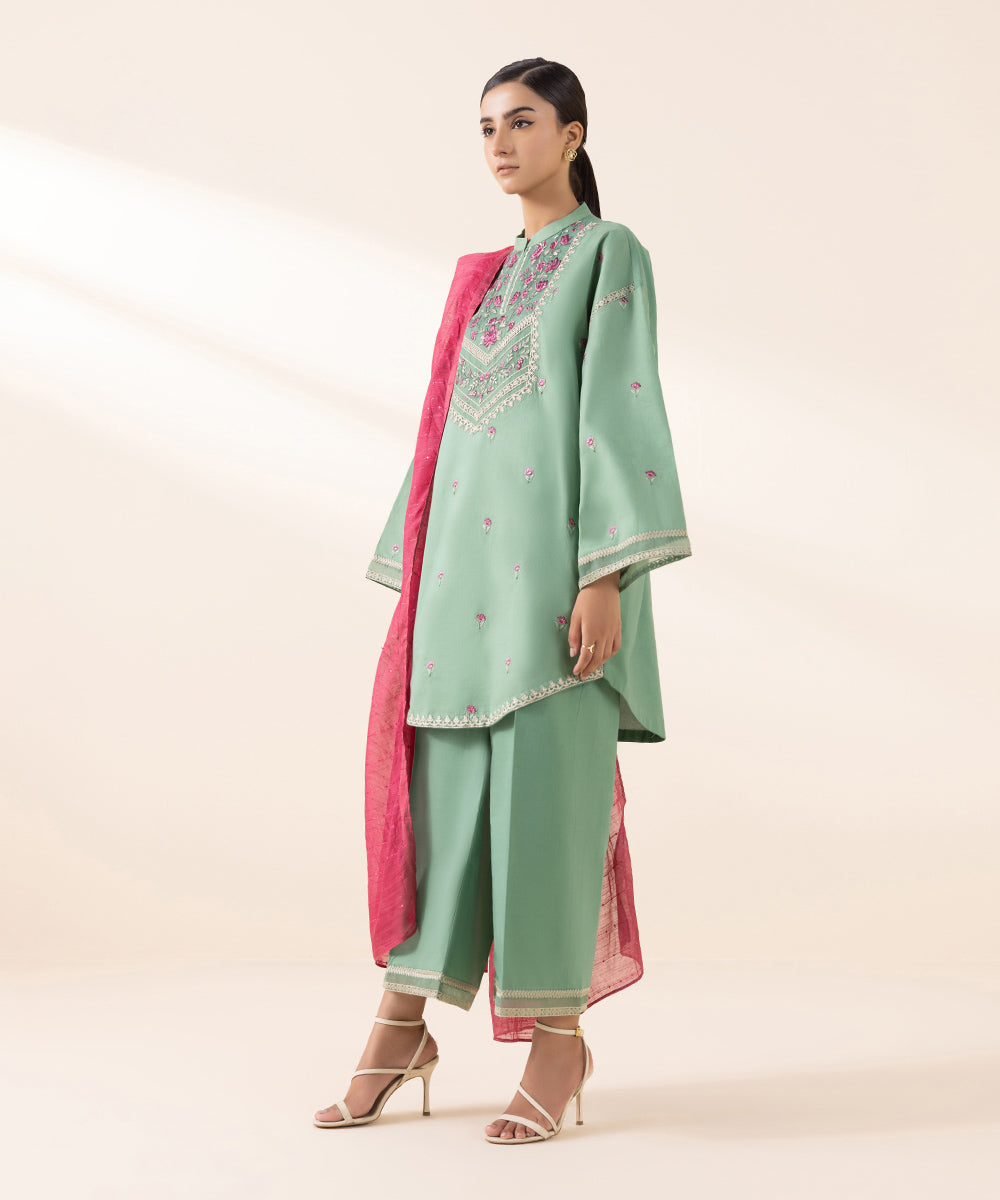 Women's Unstitched Lawn Multi Embroidered 3 Piece Suit