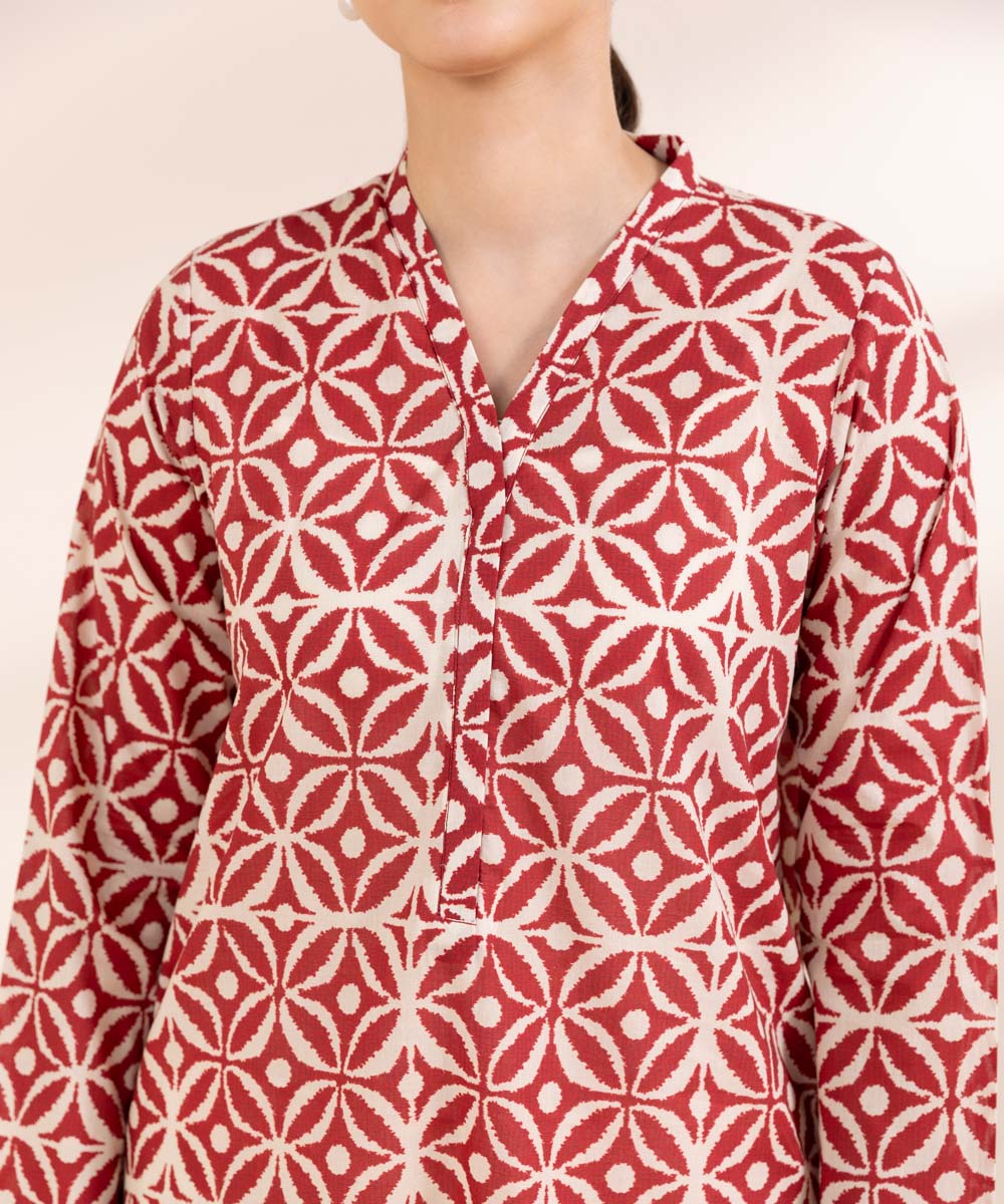 Women's Pret Lawn Printed Red A-Line Shirt