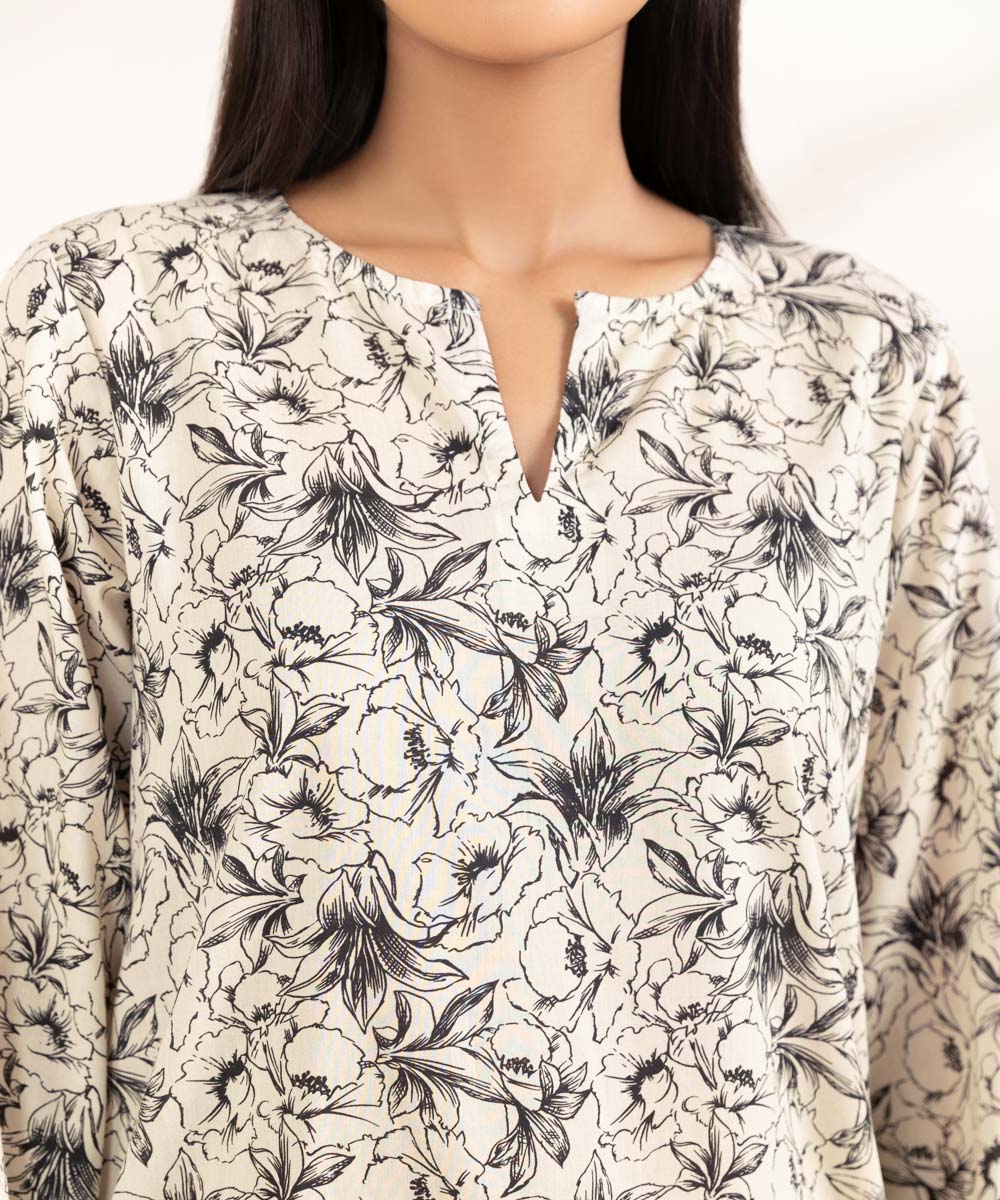 Women's Pret Lawn Printed Off White A-Line Shirt