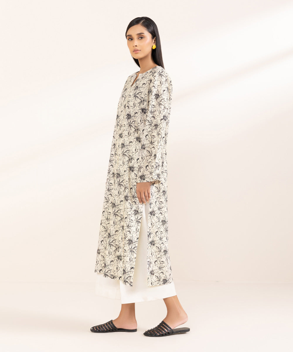 Women's Pret Lawn Printed Off White A-Line Shirt