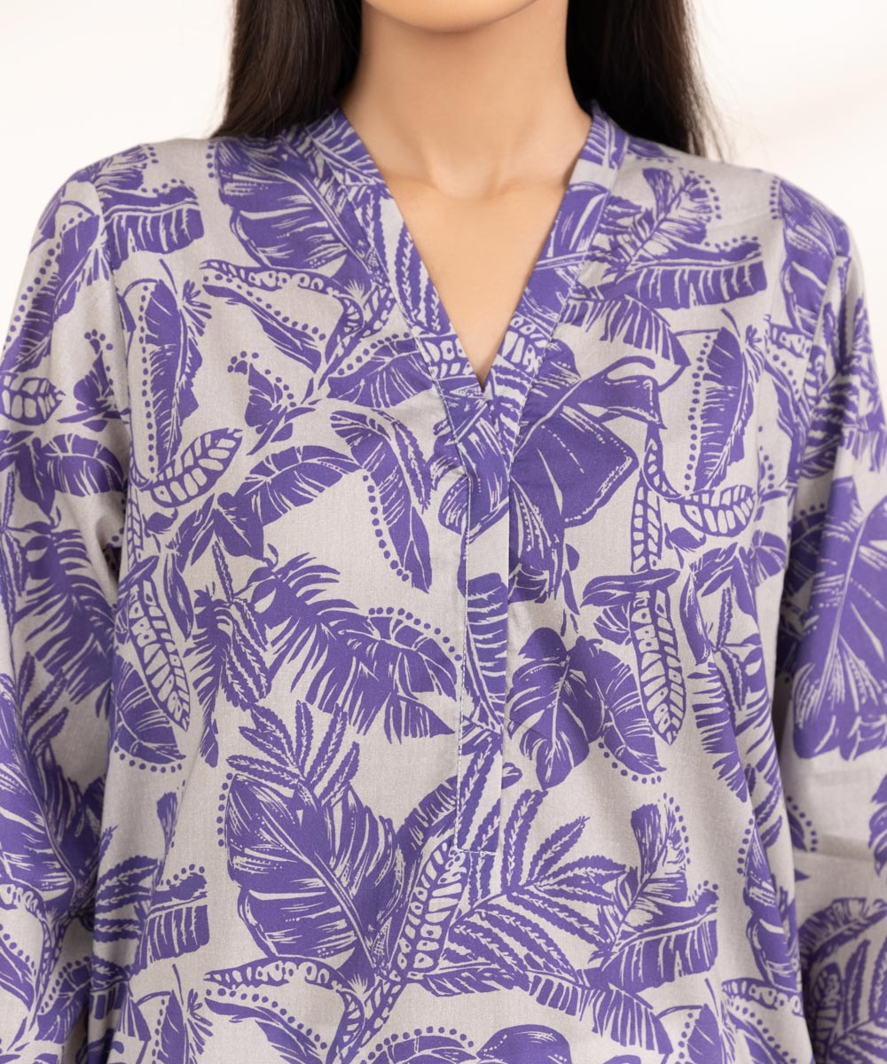 Women's Pret Lawn Printed Purple A-Line Shirt