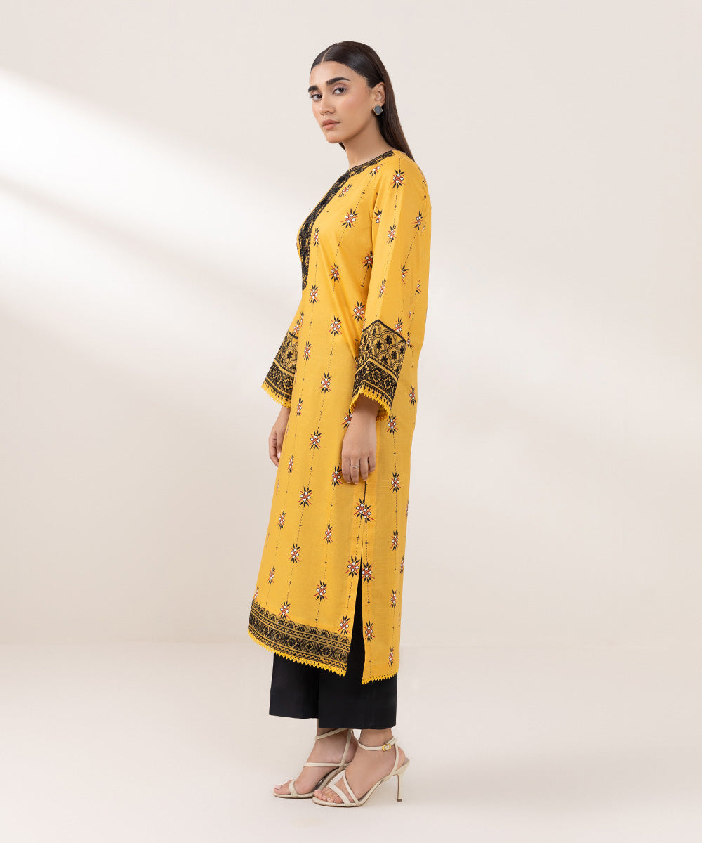 Women's Pret Lawn Embroidered Yellow A-Line Shirt