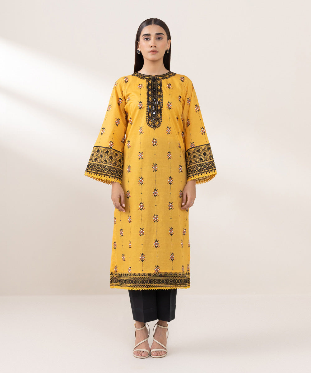 Women's Pret Lawn Embroidered Yellow A-Line Shirt