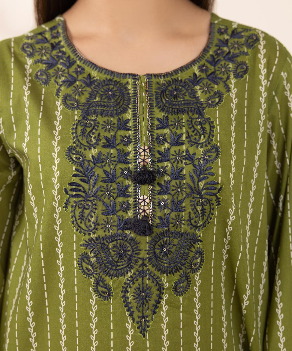 Women's Pret Lawn Embroidered Green A-Line Shirt