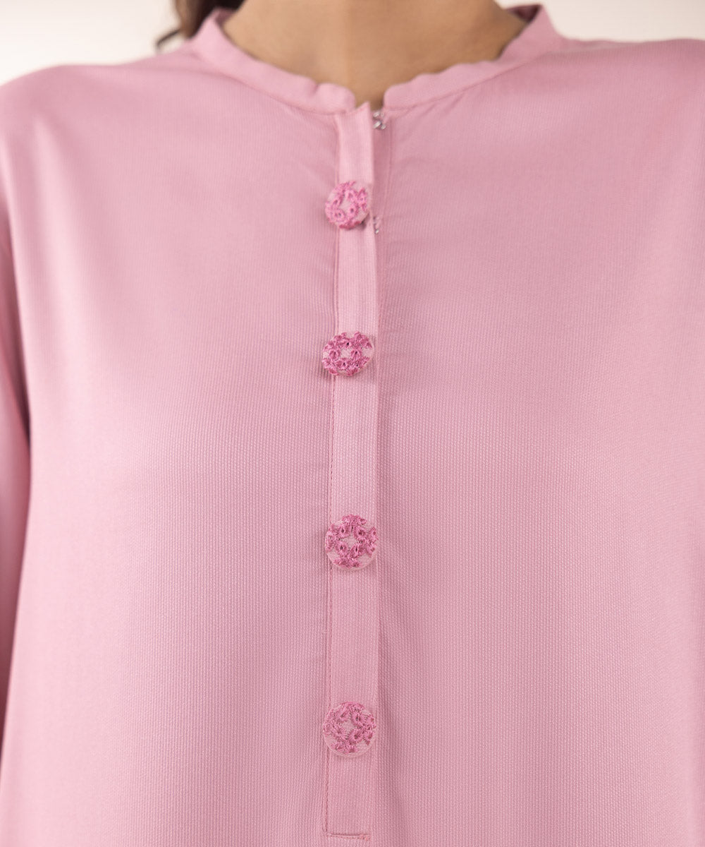 Women's Pret Bedford Embroidered Tea Pink A-Line Shirt