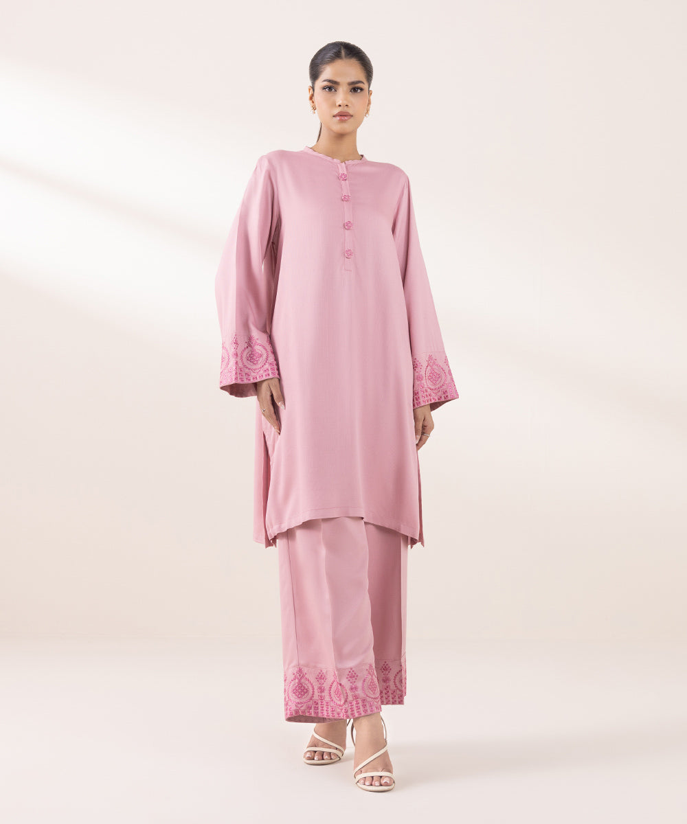 Women's Pret Bedford Embroidered Tea Pink A-Line Shirt