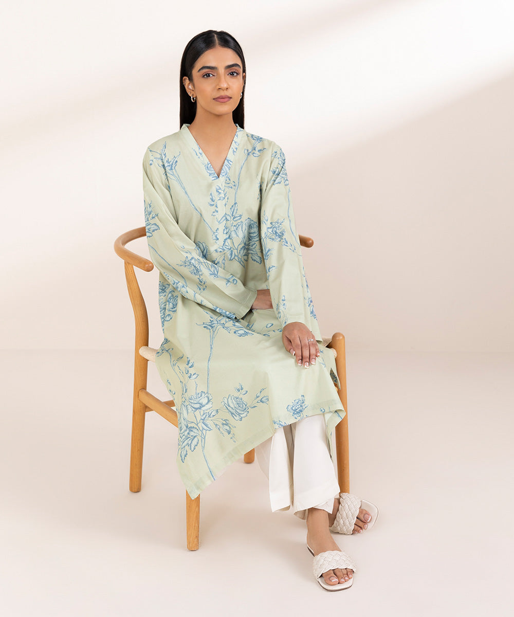 Women's Pret Cotton Viscose Multi Printed Straight Shirt