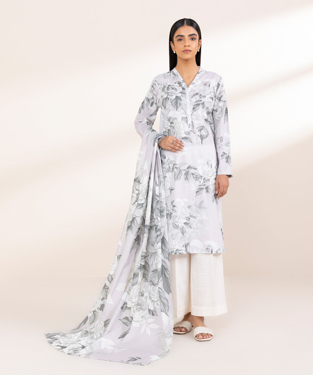 Women's Pret Khaddar Grey Printed A-Line Shirt