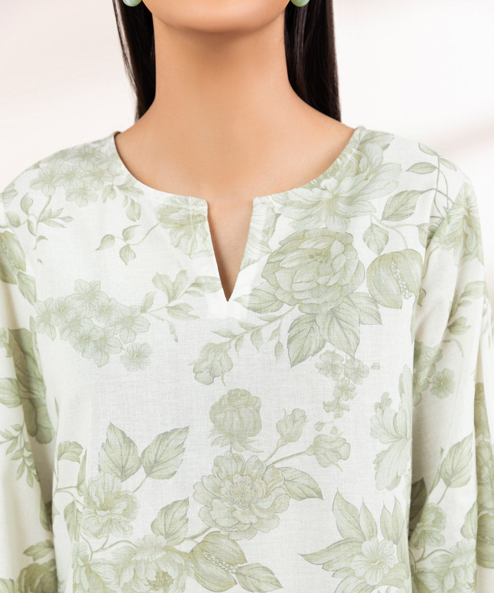 Women's Pret Khaddar White Printed A-Line Shirt