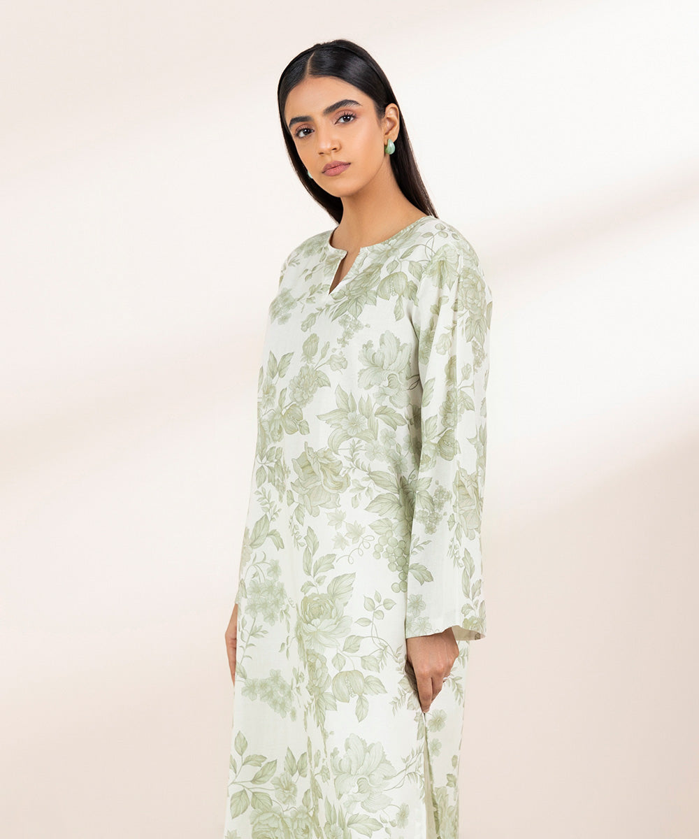 Women's Pret Khaddar White Printed A-Line Shirt