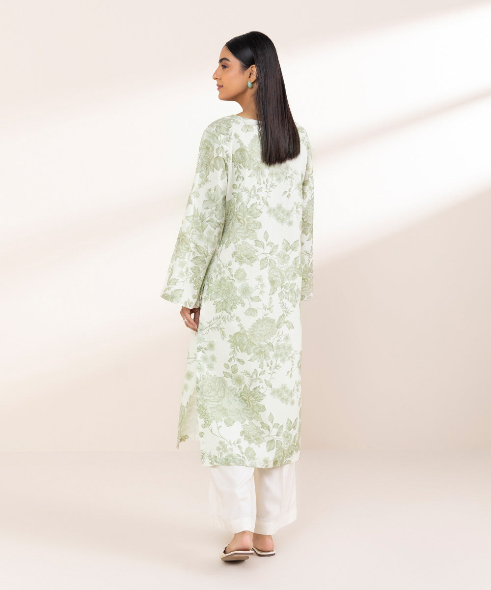 Women's Pret Khaddar White Printed A-Line Shirt