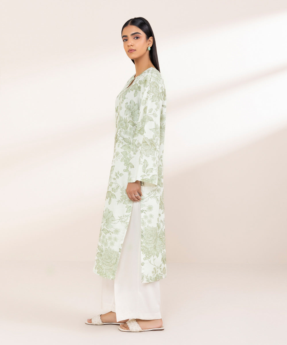 Women's Pret Khaddar White Printed A-Line Shirt