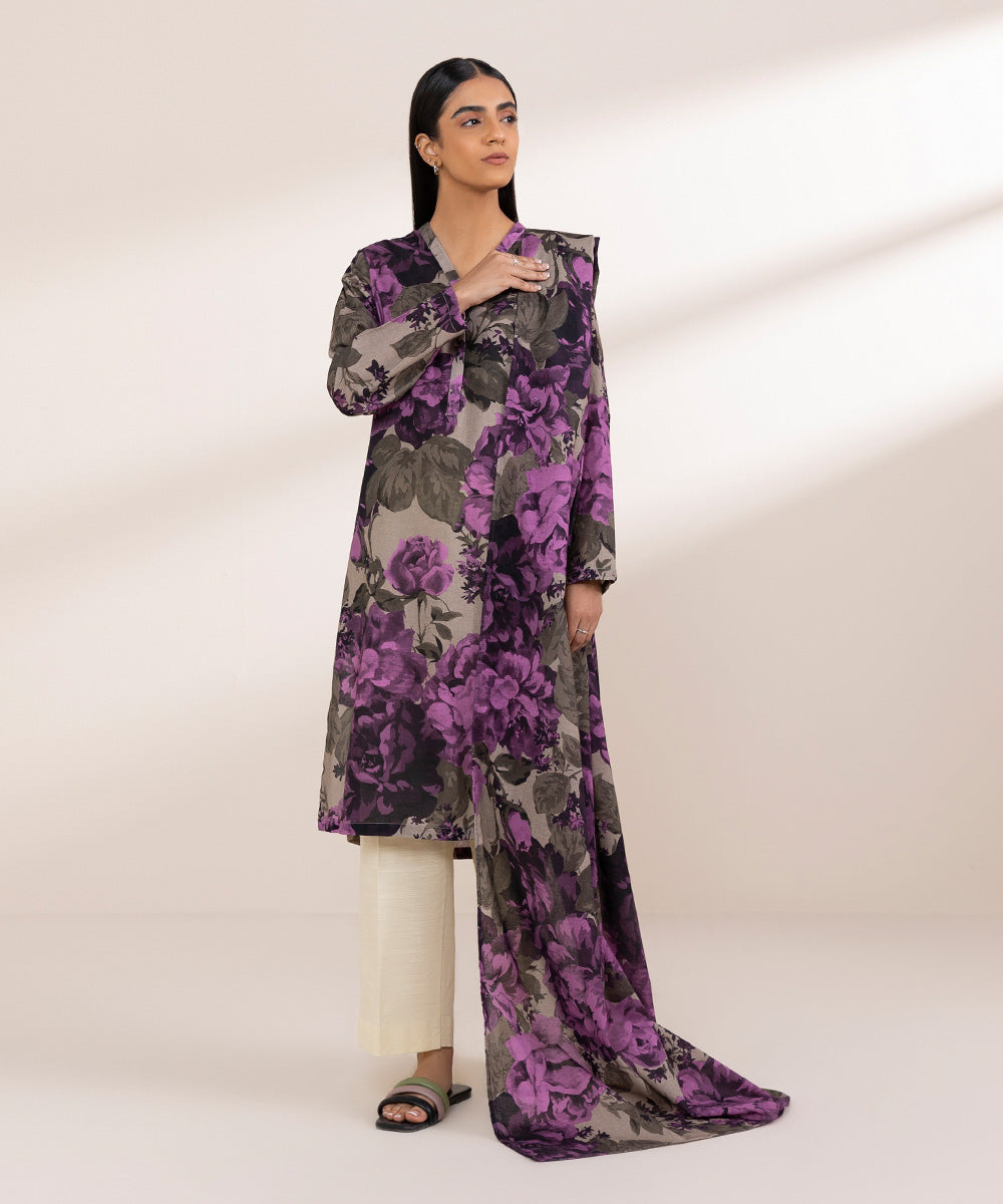 Women's Pret Khaddar Multi Printed A-Line Shirt