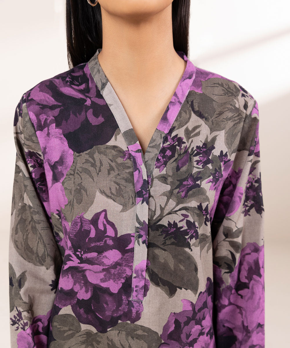 Women's Pret Khaddar Multi Printed A-Line Shirt