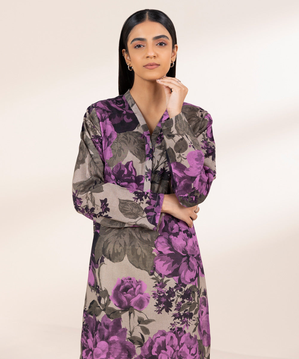 Women's Pret Khaddar Multi Printed A-Line Shirt