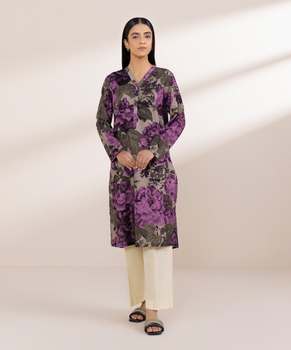 Women's Pret Khaddar Multi Printed A-Line Shirt