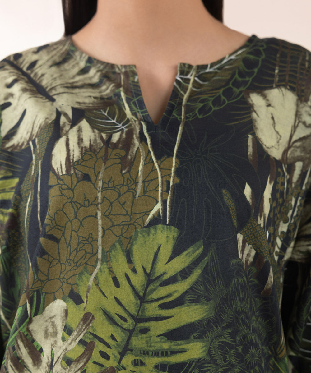 Women's Pret Lawn Green Printed Boxy Shirt