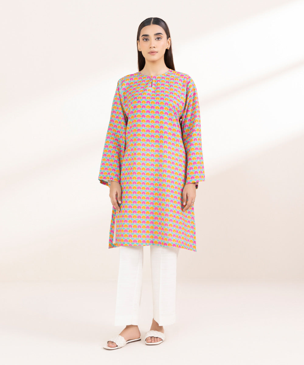 Women's Pret Khaddar Printed Multi Boxy Shirt