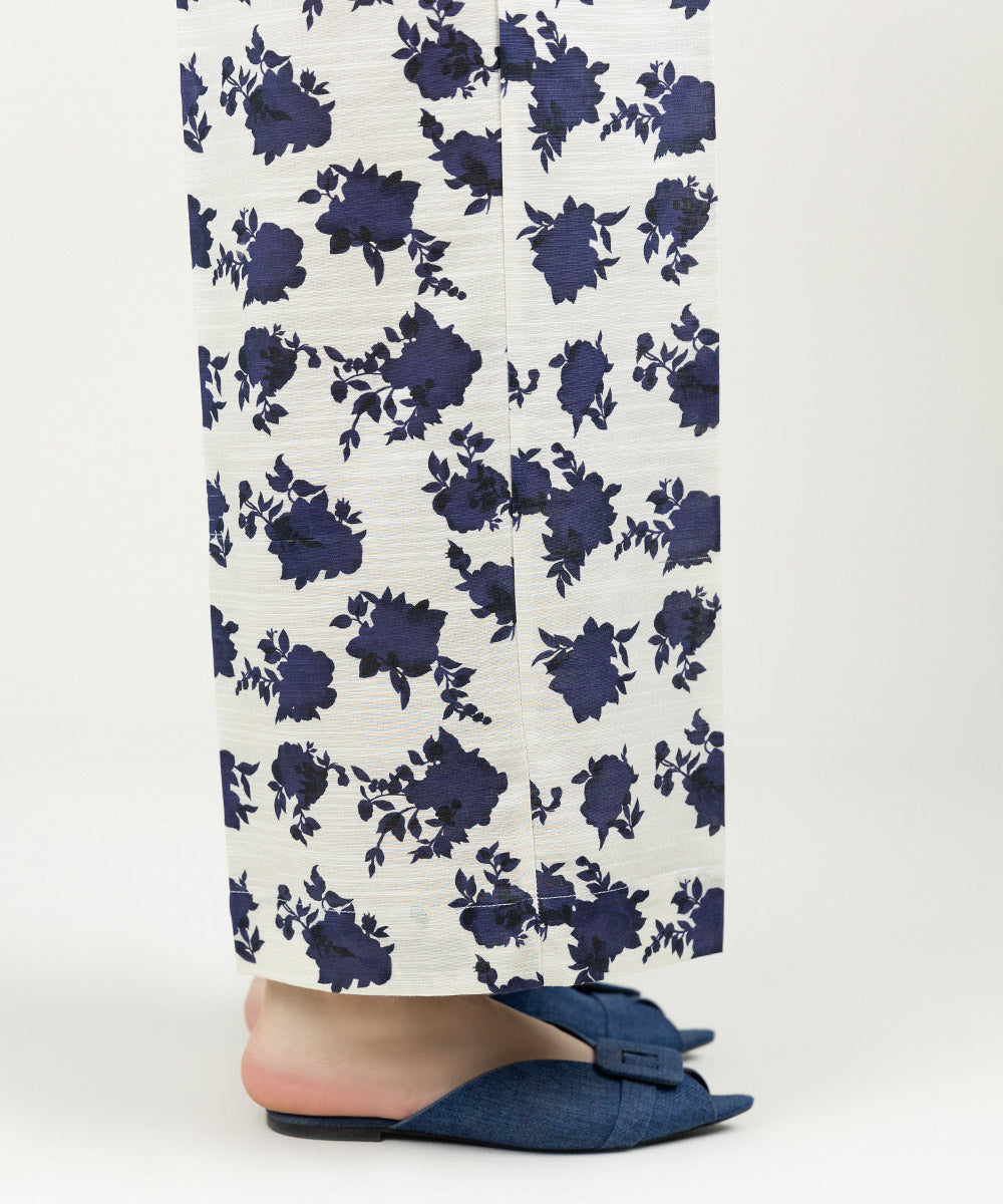 Women's Pret Cambric Printed Off White Culottes