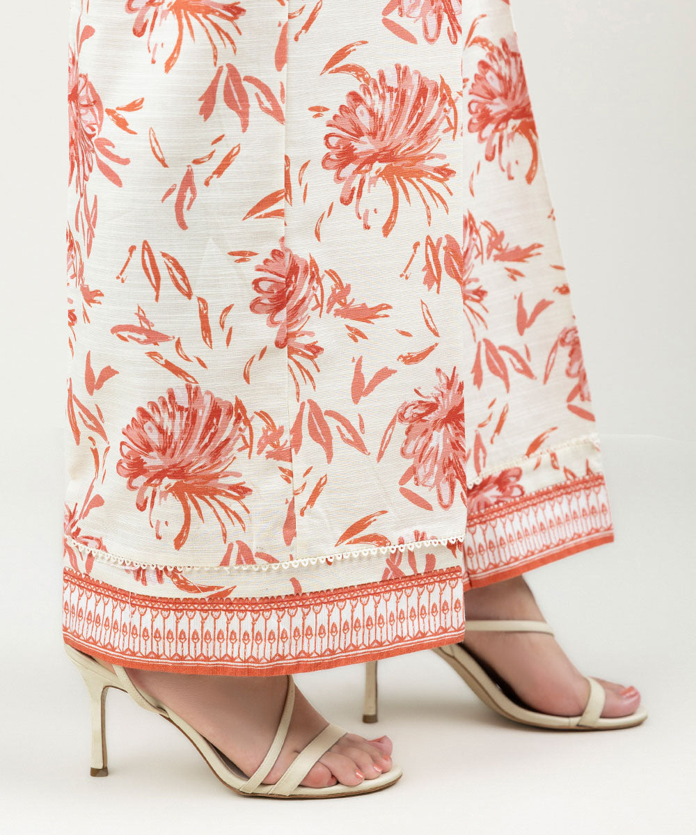 Women's Pret Cambric Printed Off White Culottes