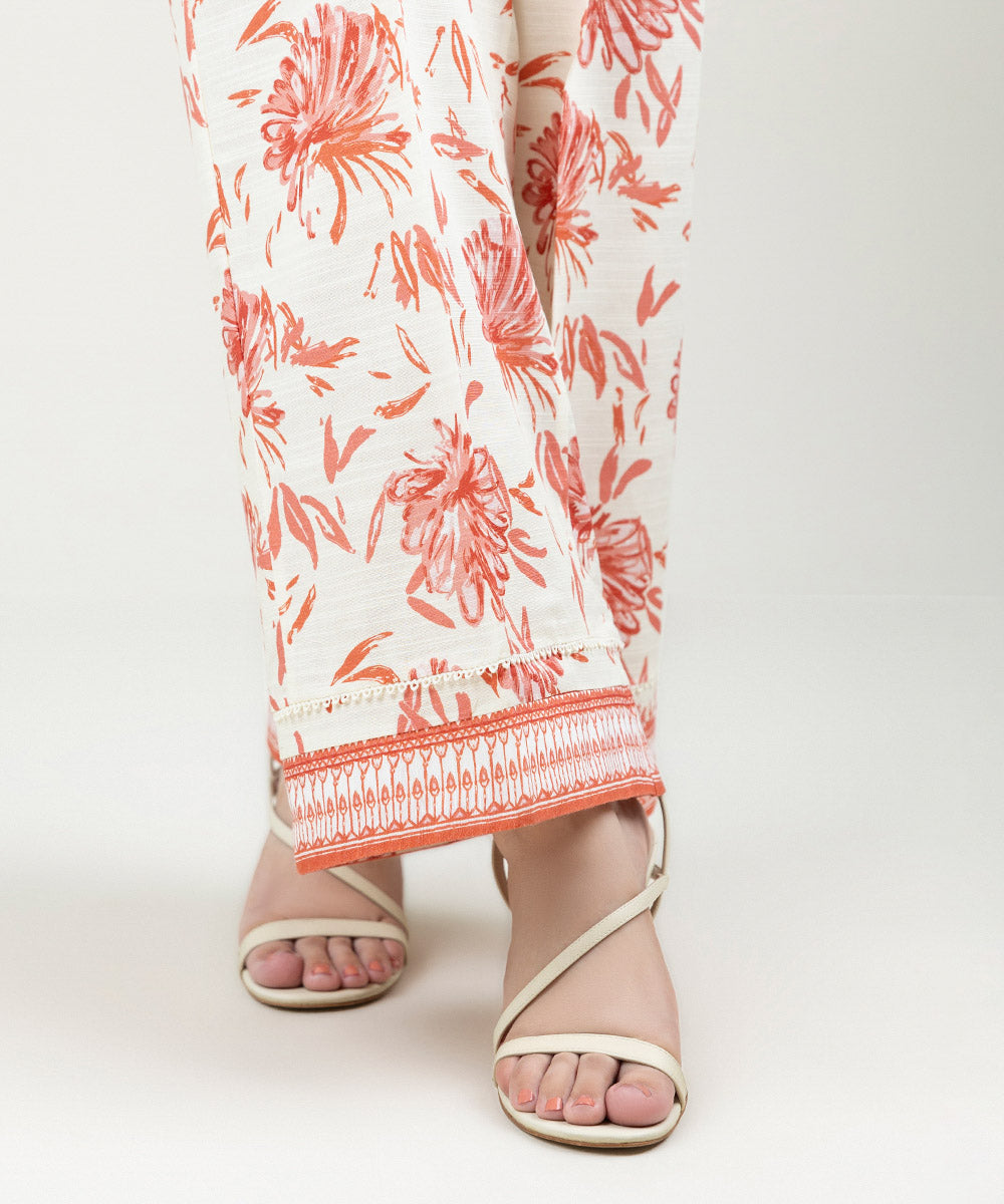 Women's Pret Cambric Printed Off White Culottes