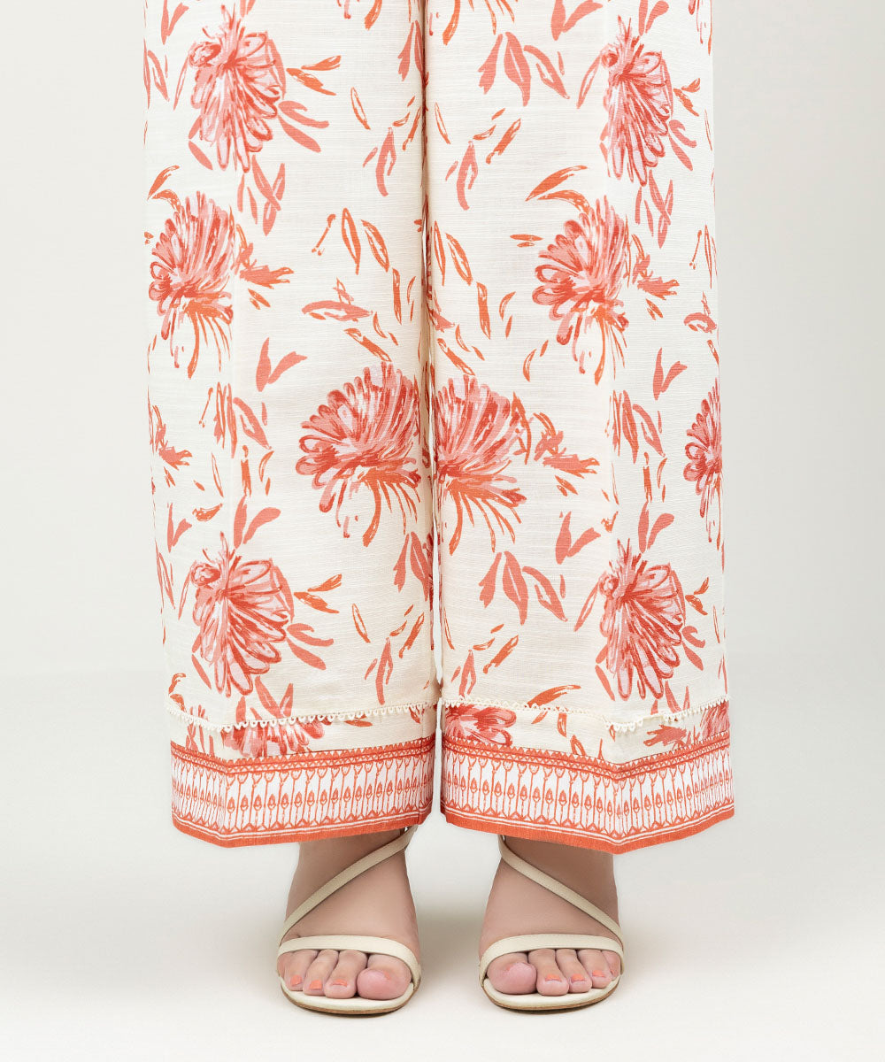 Women's Pret Cambric Printed Off White Culottes