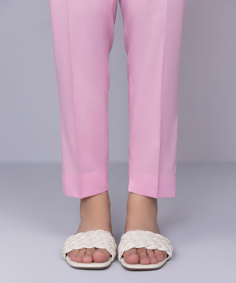 Women's Pret Cotton Viscose Pink Cigarette Pants