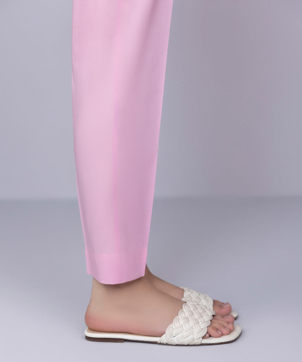 Women's Pret Cotton Viscose Pink Cigarette Pants