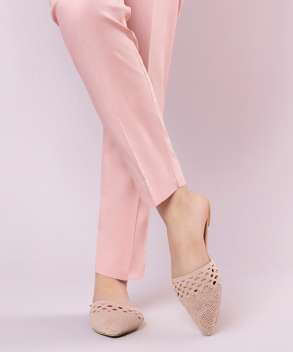 Women's Pret Cambric Dyed Pink Straight Pants