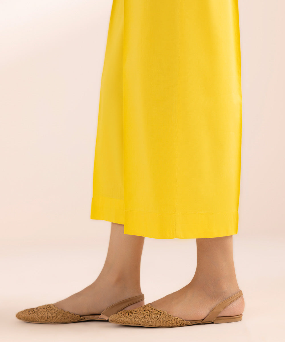 Women's Pret Cotton Yellow Printed Culottes