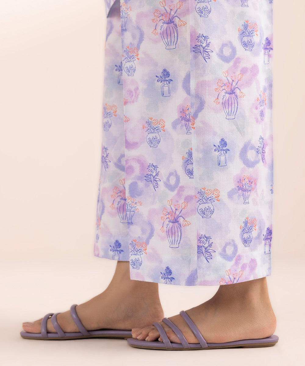 Women's Pret Cambric Purple Printed Culottes
