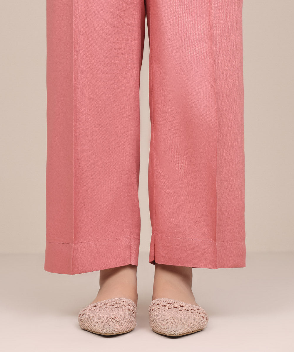 Women's Pret Bedford Pink Solid Straight Pants