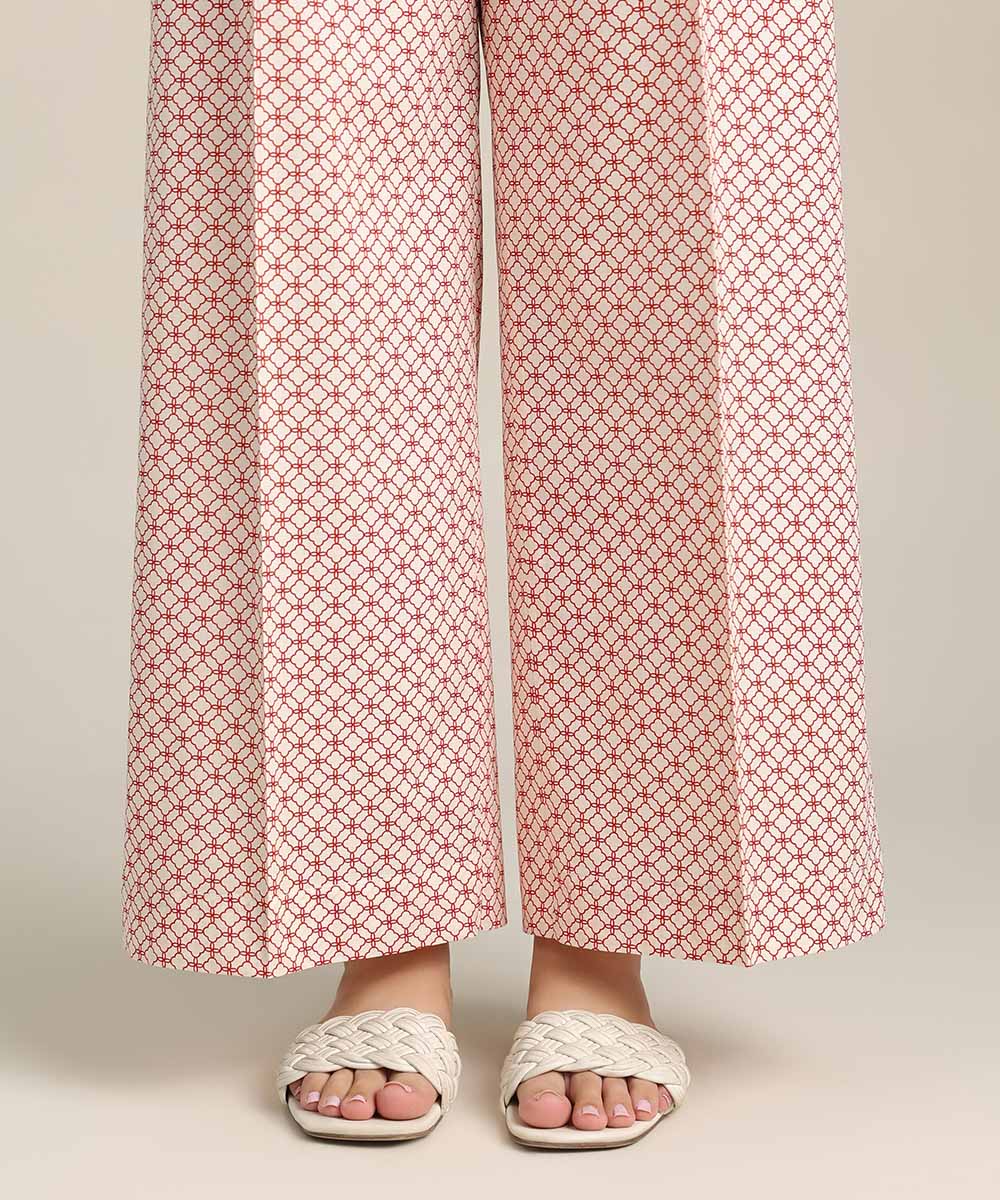 Women's Pret Cambric Off White Printed Culottes