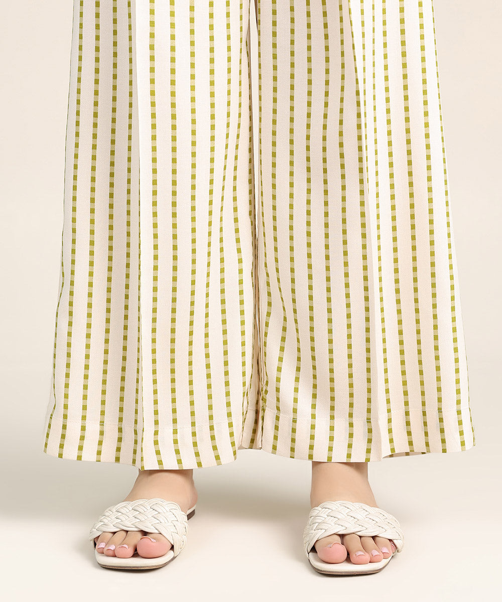 Women's Pret Cambric Off White Printed Culottes