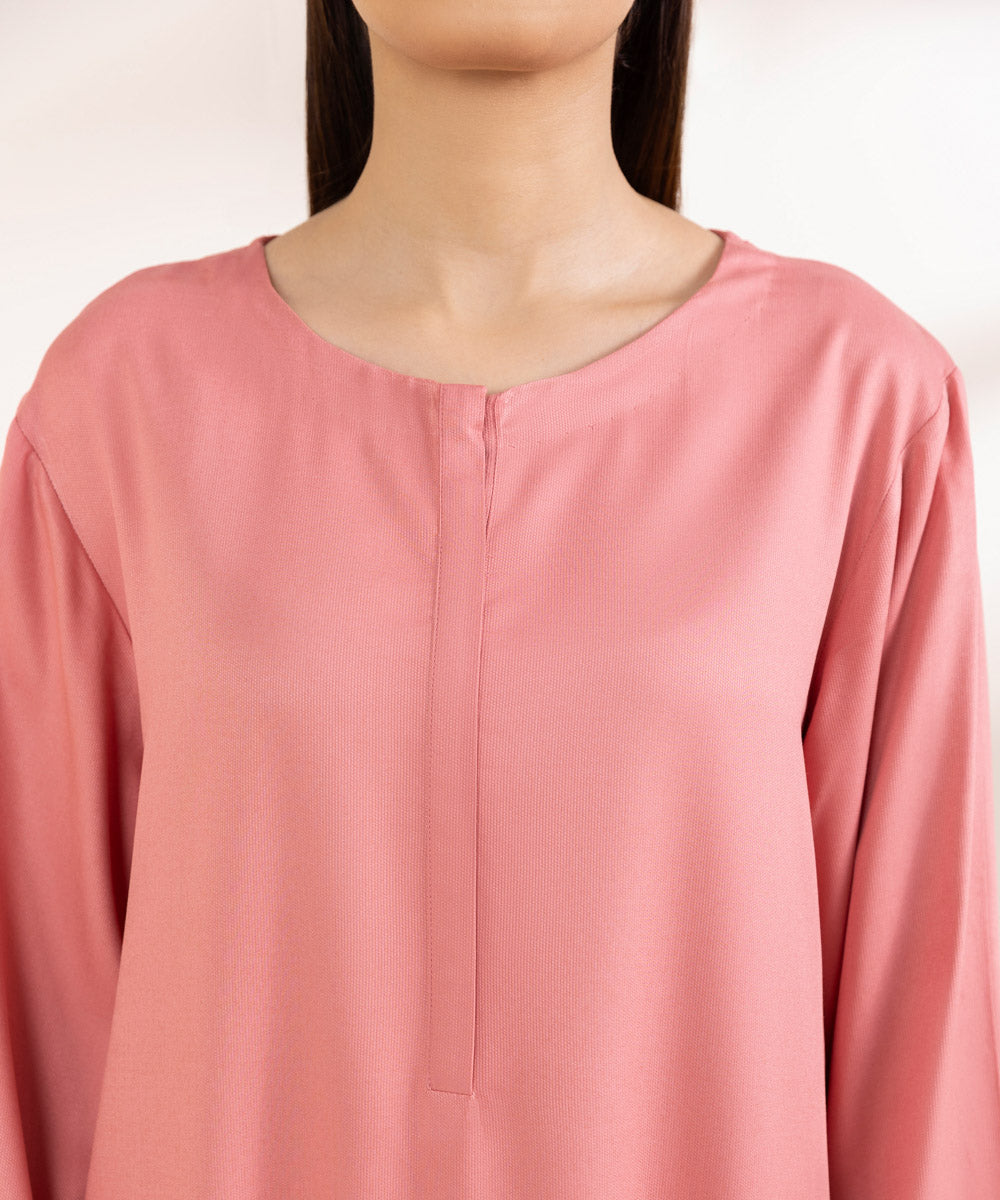 Women's Pret Bedford Pink Solid Straight Shirt