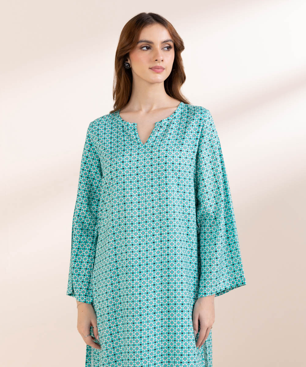 Women's Pret Lawn Blue Printed Straight Shirt