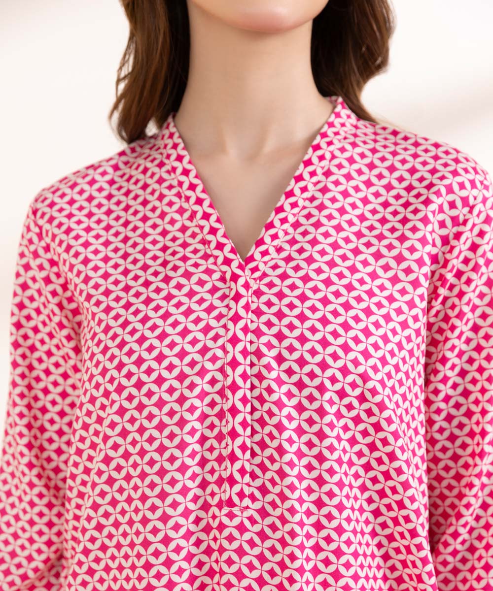 Women's Pret Lawn Pink Printed Straight Shirt