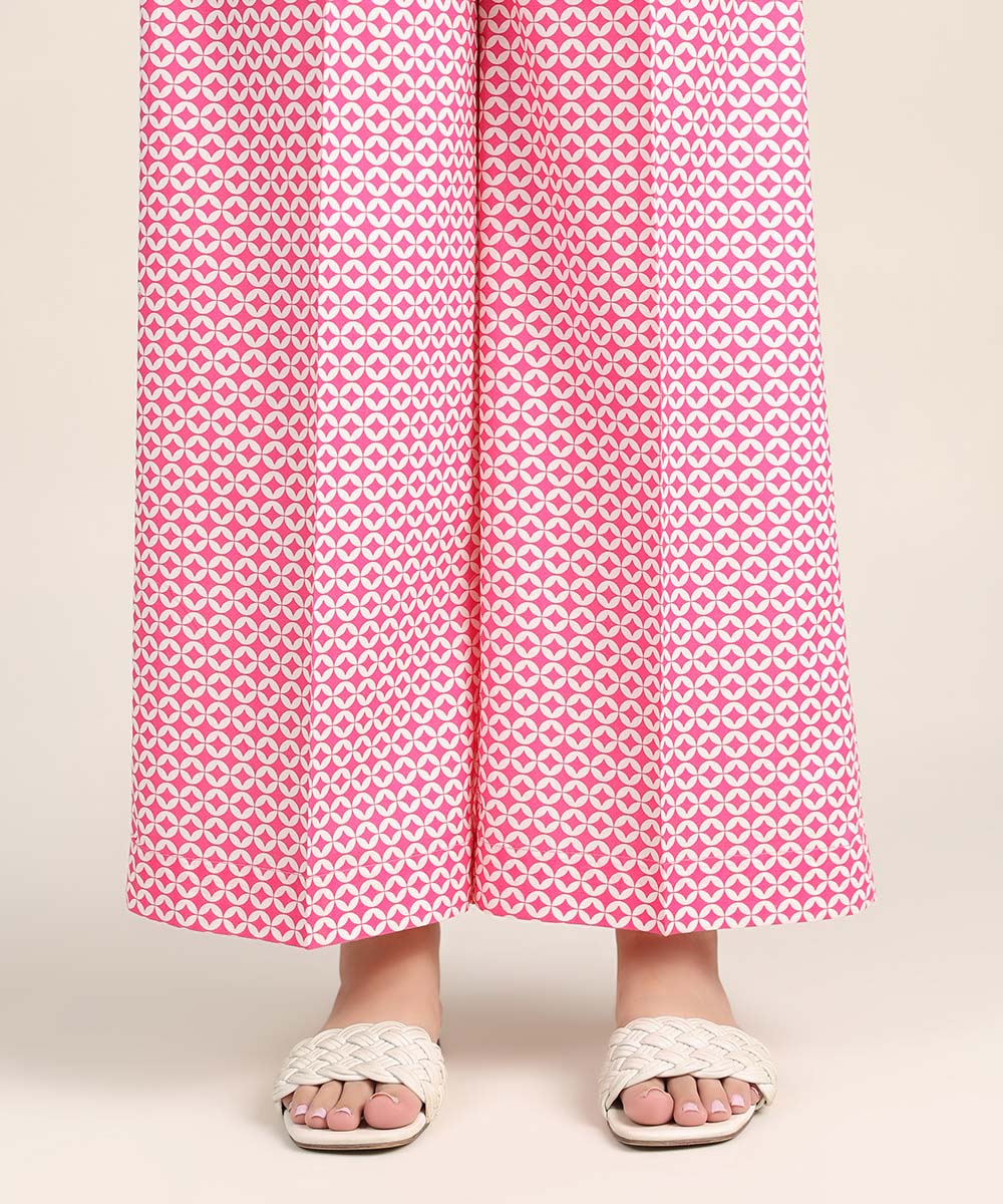 Women's Pret Linen Pink Printed Culottes