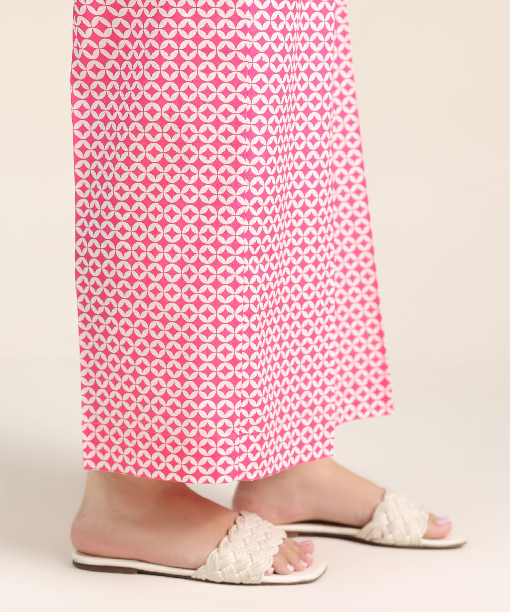 Women's Pret Linen Pink Printed Culottes