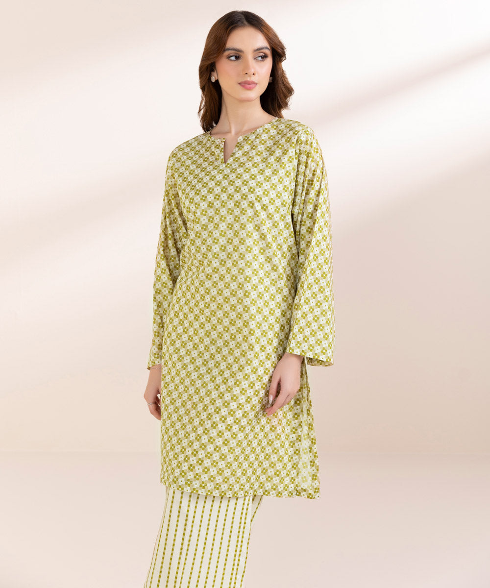 Women's Pret Lawn Green Printed Straight Shirt