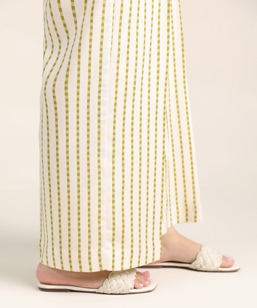 Women's Pret Linen Off White Printed Culottes