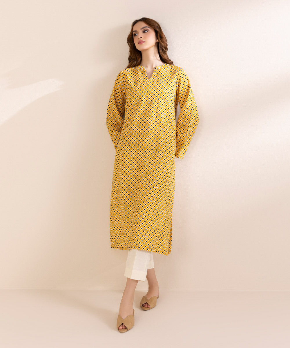 Women's Pret Lawn Yellow Printed A-Line Shirt