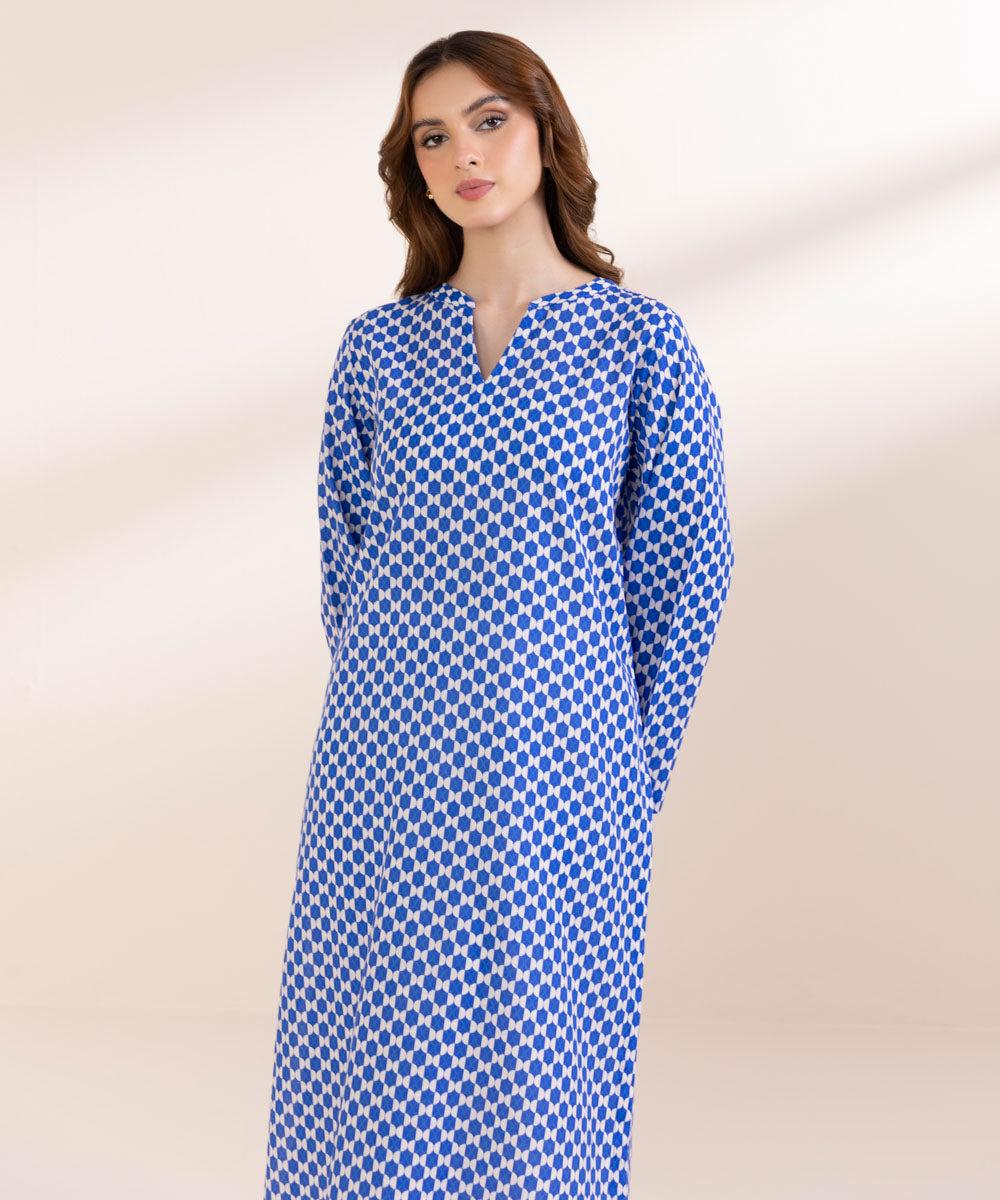 Women's Pret Lawn Blue Printed A-Line Shirt